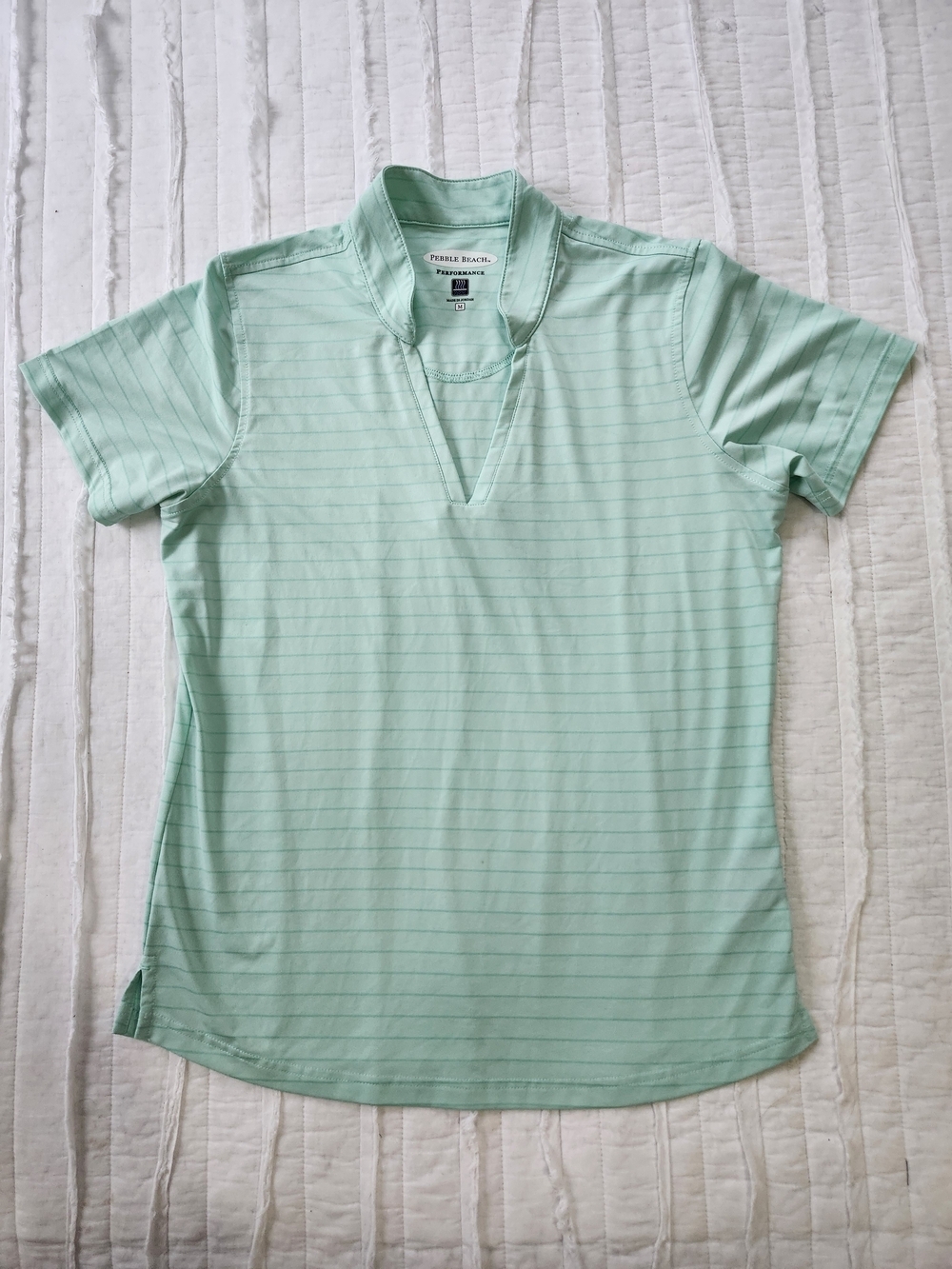 Pebble Beach Women’s Performance Short Sleeve Striped Active Polo Golf Top
